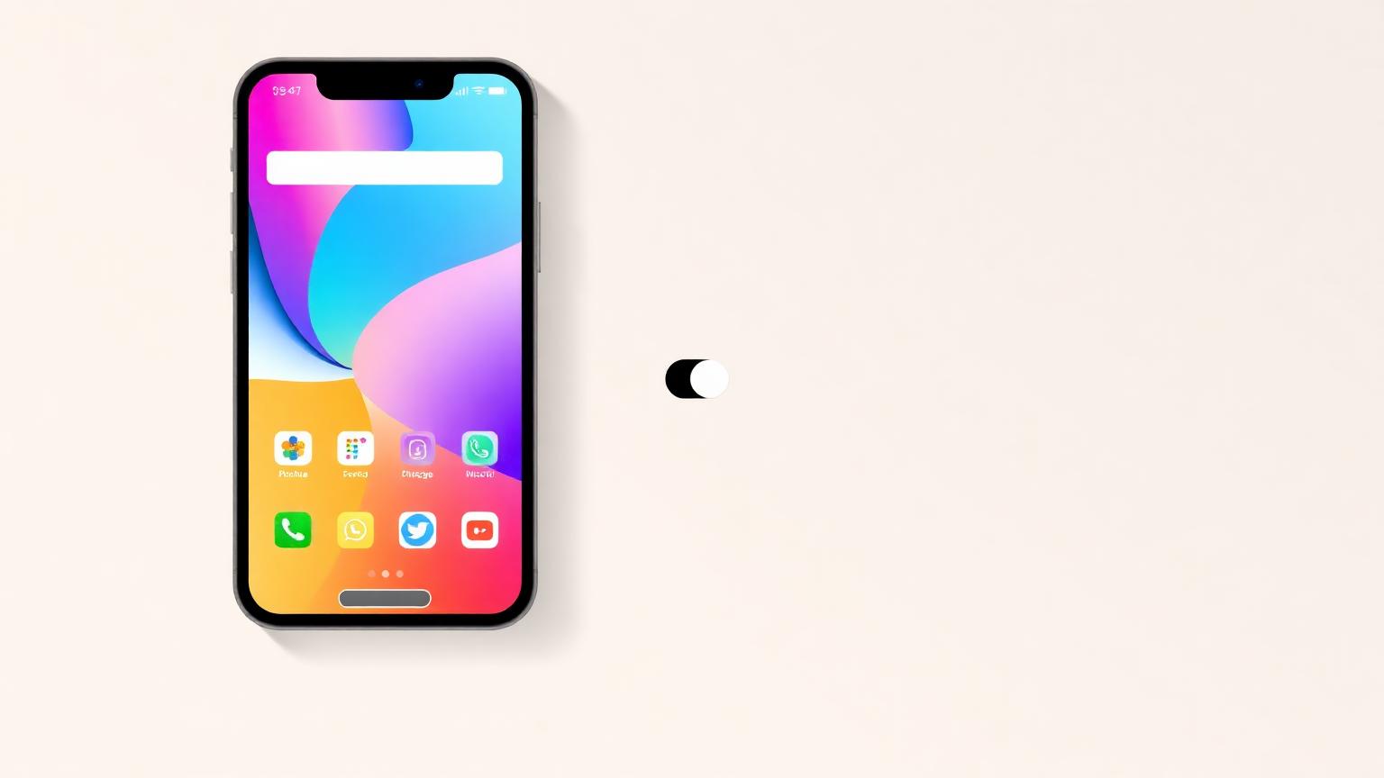 Smartphone split-screen showing the same interface in color on one side and grayscale on the other